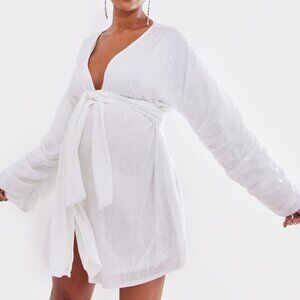 NEW | PLT Maternity White Sequin Wrap Dress | 6